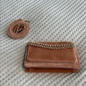 Velvet Chain Strap Bag - Blush Pink